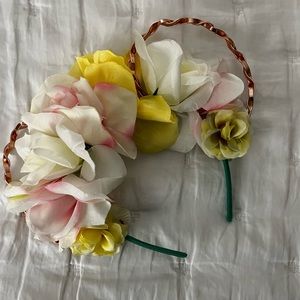 Pink & Yellow Floral Minnie Mouse Disney Ear Headband